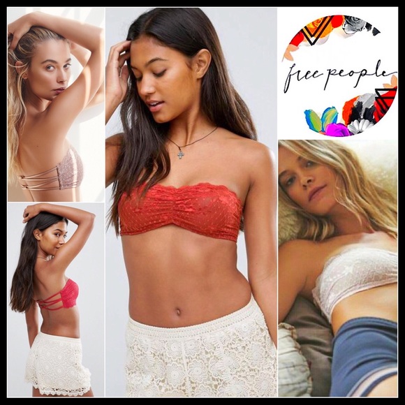 Free People Other - FREE PEOPLE RED LACE BRALETTE BOHO BANDEAU BRA A2C